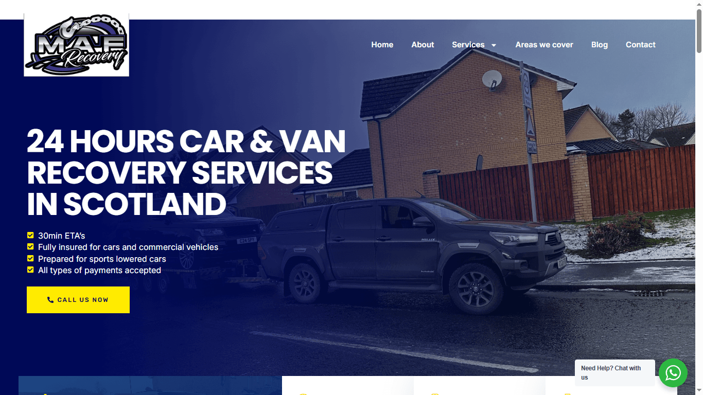 MAF Recovery website screenshot