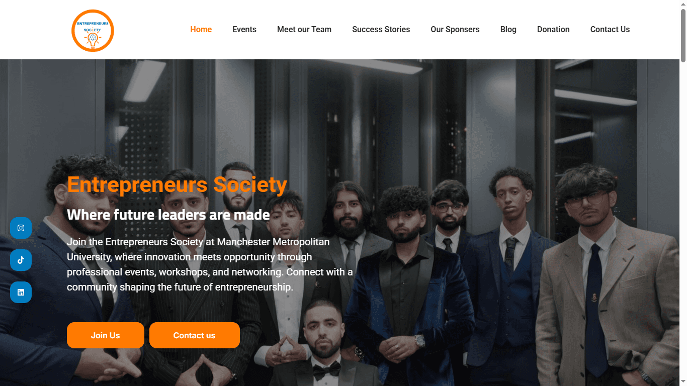 ManMet Entrepreneurs website screenshot