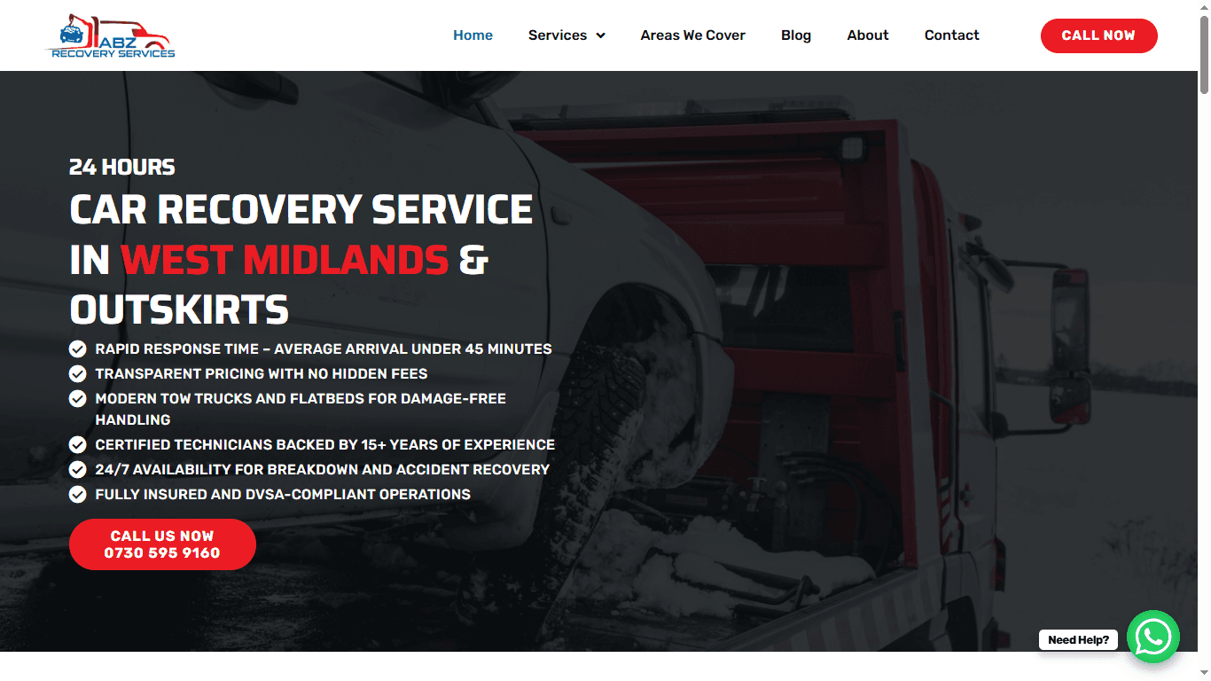 ABZ Recovery Services website screenshot