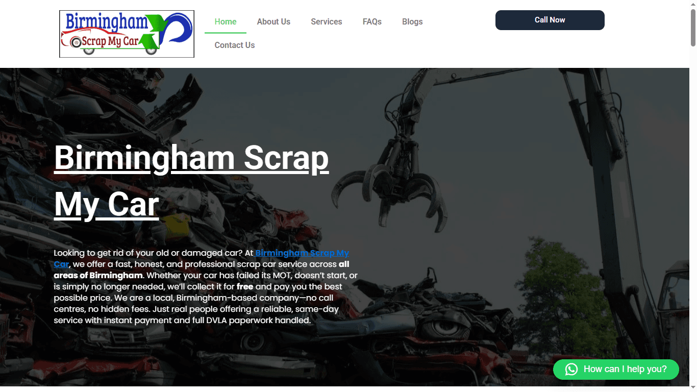 Birmingham Scrap My Car website screenshot