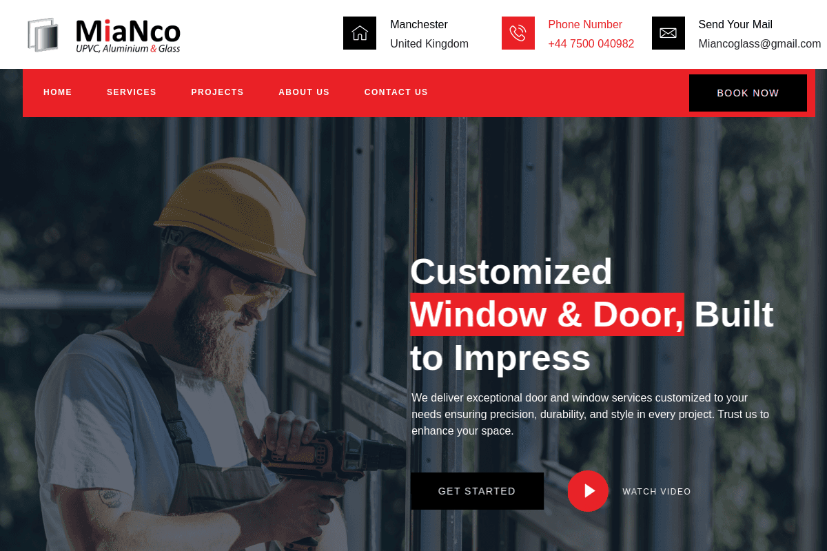 Mianco Glass website screenshot