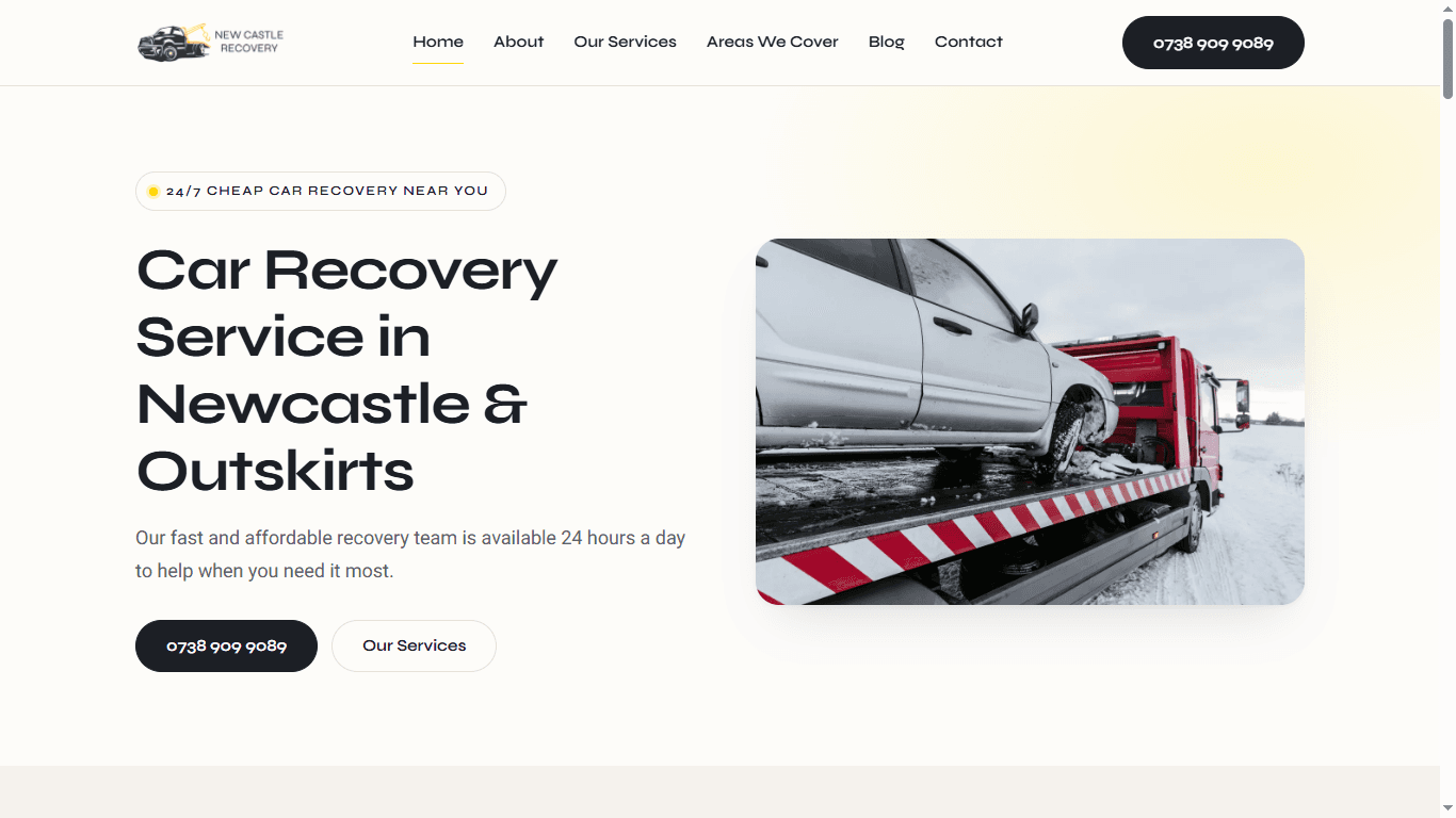 Newcastle Recovery website screenshot